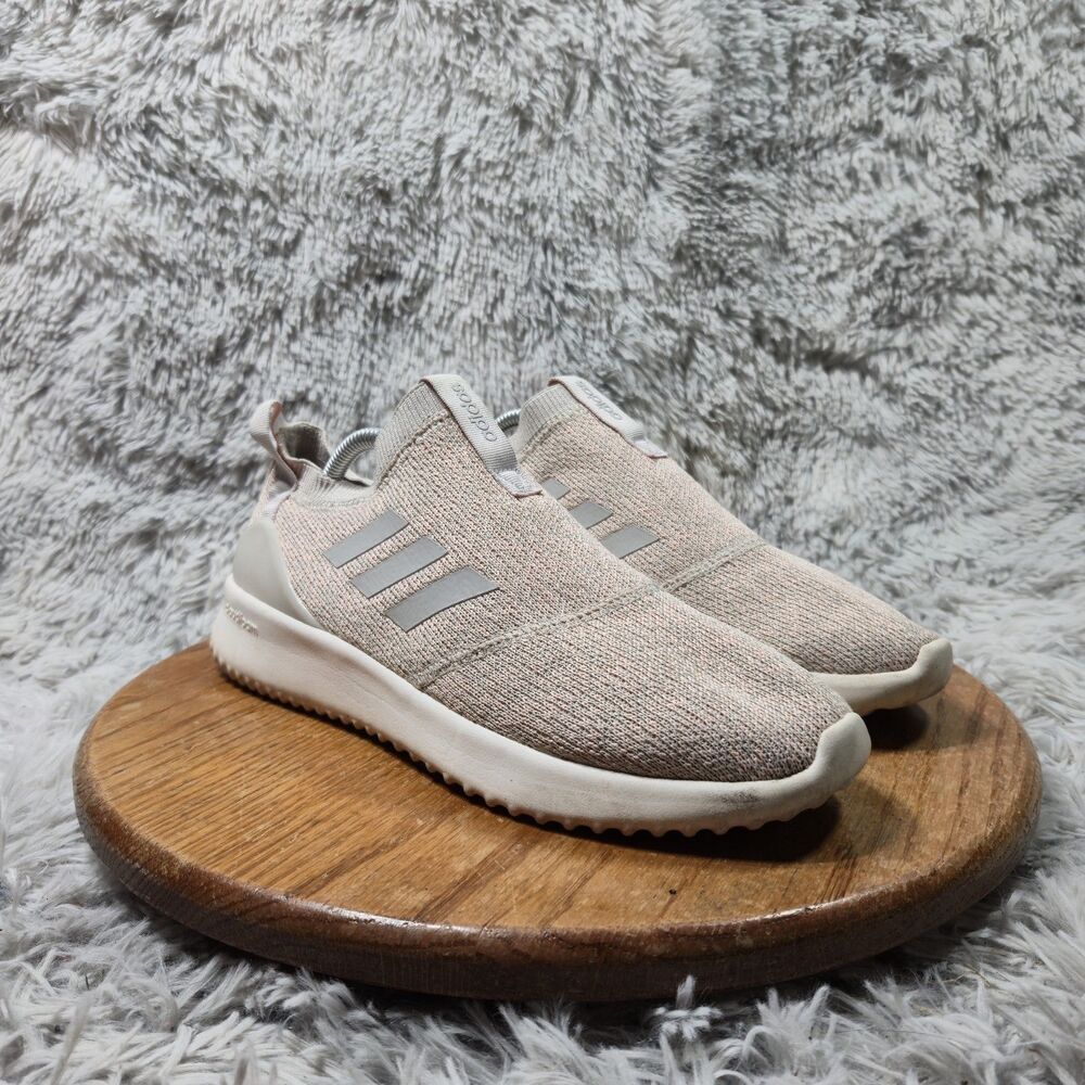 Adidas Cloudfoam Comfort Shoes Womens 11 Pure Lightweight Slip On Stripe Sneaker